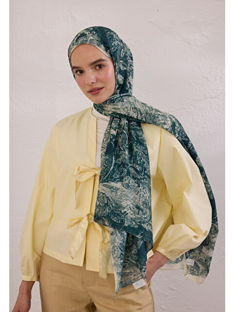 Fresh Scarfs Secret Elegance Desen Rami Şal Zümrüt - S000420274-37221