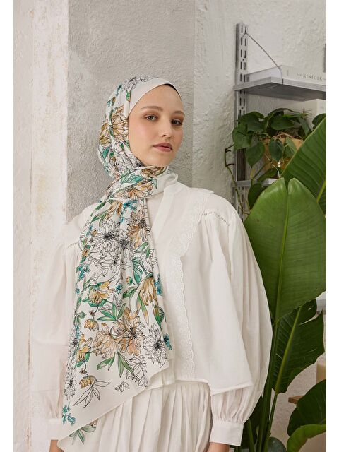 Fresh Scarfs Aster Desen Şal Somon - S000439956-24085