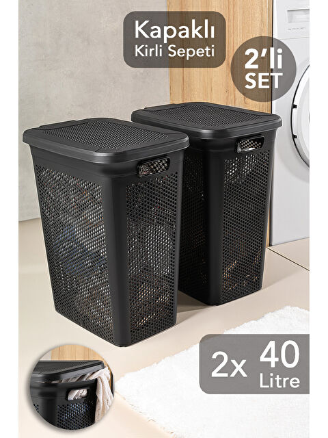Meleni Home 2'li Kirli Çamaşır Sepeti Seti 40 l