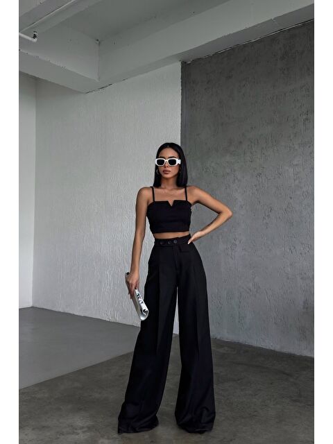 Jane's Üç Düğme Detayli Palazzo Pantolon