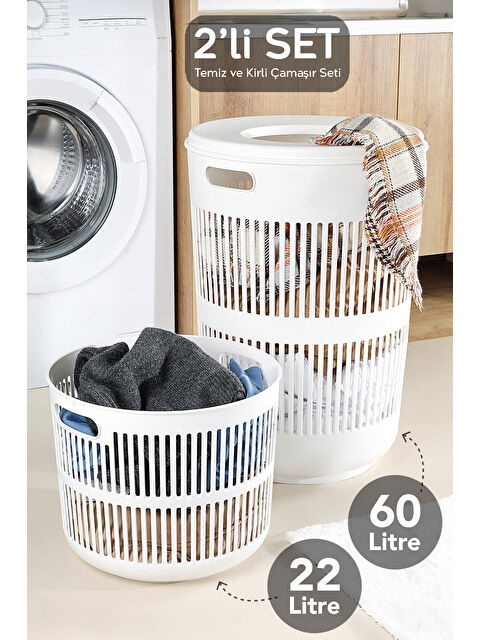 Meleni Home 2'li Kirli Solara Çamaşır Sepeti Seti