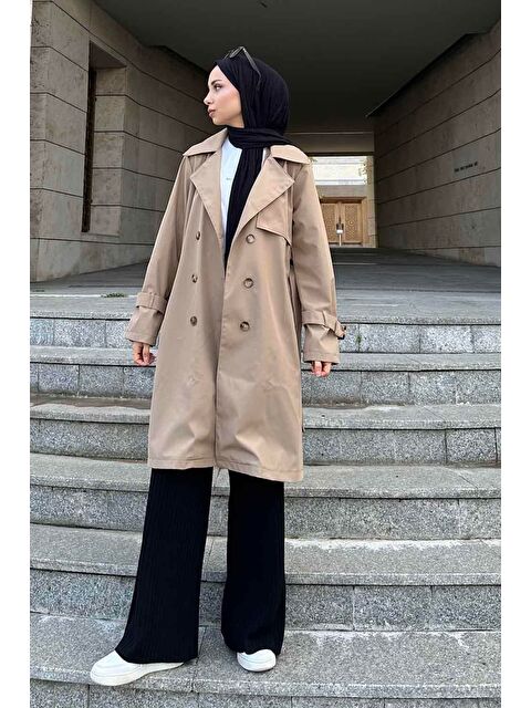 Lamelif Klasik Kuşaklı Trenç Vizonrengi - S000518050-26429