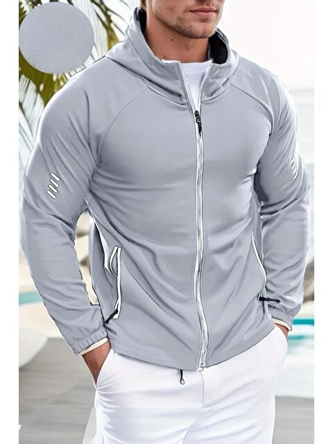 Oksit Sogga Antreman Spor Fitness Scuba Kumaş Kapüşonlu  Erkek Fermuarlı Sweatshirt Hırka - S000343498-20600