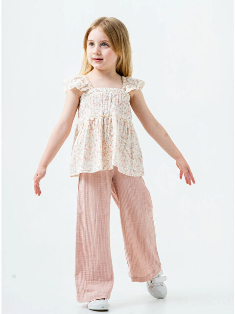 Myhanne Çiçek Nakışlı Kız Çocuk Müslin Takım 3815 - S000390502-23490