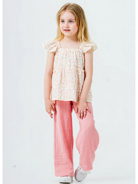 Myhanne Çiçek Nakışlı Kız Çocuk Müslin Takım 3815 - S000390502-20022