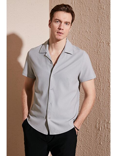 Buratti Pamuk Karışımlı Apaş Yaka Kısa Kollu Regular Fit Erkek Gömlek CF24S115882 - S000142434-20600