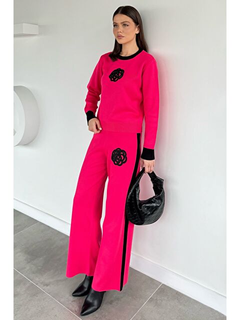 Gülseli Kadın Taş İşlemeli Kazak Pantolon Triko İkili Takım - S000289833-18686