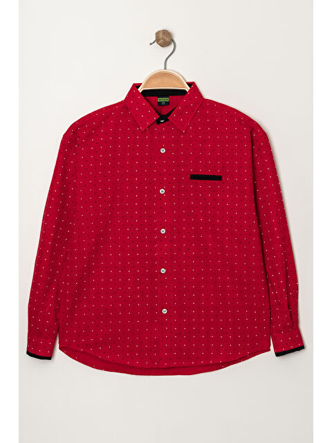 pi pengai Erkek Çocuk Nokta Baskılı Flam Pamuk Gömlek P1014 - S000350209-20045