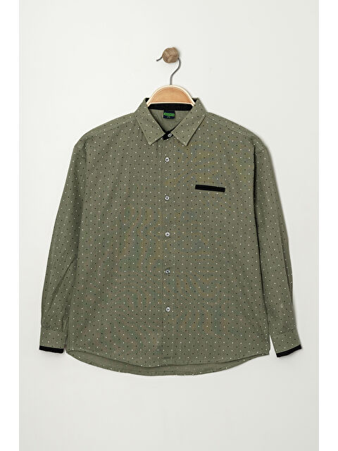 pi pengai Erkek Çocuk Nokta Baskılı Flam Pamuk Gömlek P1014 - S000350209-18547