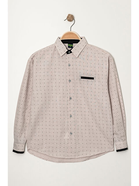 pi pengai Erkek Çocuk Nokta Baskılı Flam Pamuk Gömlek P1014 - S000350209-19966