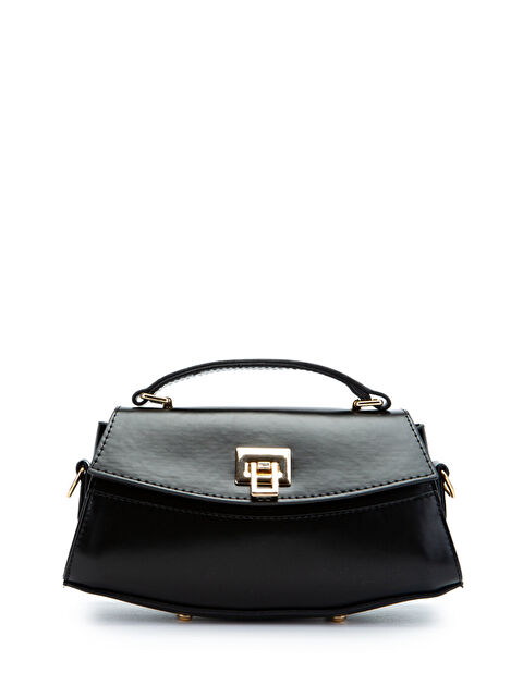 Minebag Kilit Detaylı Luvia Kadın Çapraz Çanta Düz Siyah