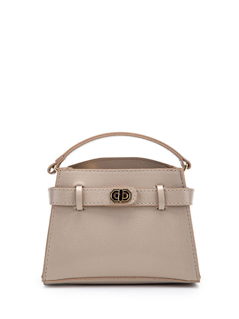 Minebag Kilit Aksesuar Kemer Detaylı Jessie Kadın Çapraz Çanta Bej