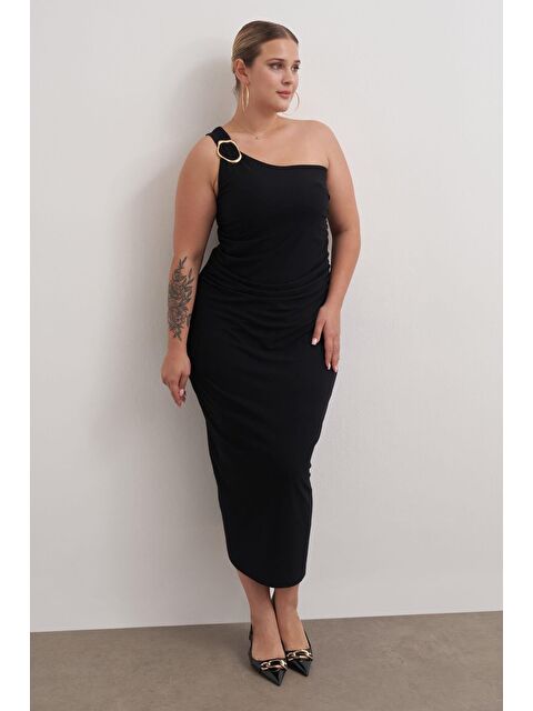 Mylinemoda Metal Toka Detaylı Tek Omuz Elbise - S000319794-19351