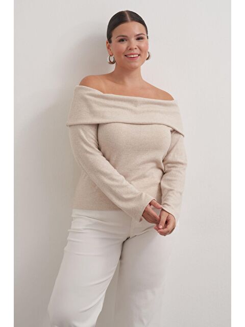 Mylinemoda Açık Omuzlu Triko Bluz - S000319795-19966