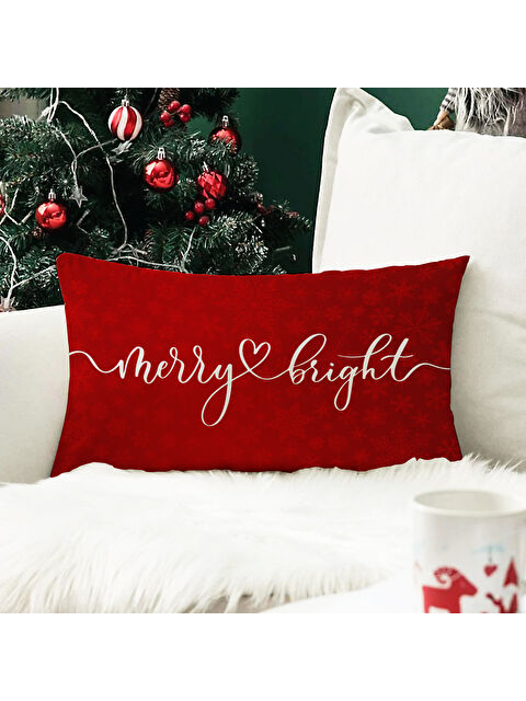 Evmila Yılbaşı Temalı Kadife Kırlent Kılıfı 35x55 cm - S000285315-23173