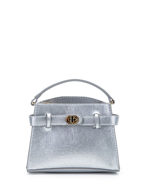 Minebag Kilit Aksesuar Kemer Detaylı Jessie Kadın Çapraz Çanta Gümüş