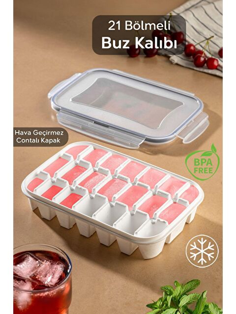 Meleni Home 21 Bölmeli Sızdırmaz Kilitli Buz Kalıbı - S000238422-26865
