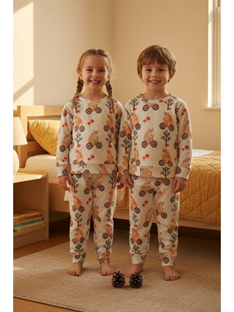 Fullamoda Koala Baskılı Polar Unisex Çocuk Pijama Takımı - S000486474-19965