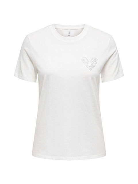 Only Onlarıana Pamuklu Regular Fit Taş Detaylı Bisiklet Yaka Kadın T Shirt 15343771