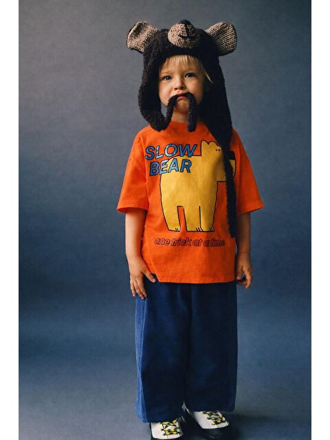 Monila Erkek Çocuk Pamuklu Turuncu Ayıcık Baskılı T-Shirt Ve Eşofman Altı 2'Li Takım - S000515690-20013