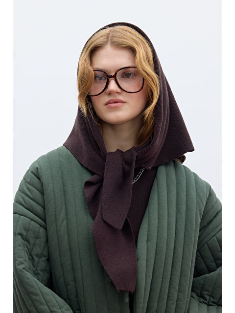 Manuka Yumuşak Dokulu Üçgen Atkı Kahverengi - S000337538-19413