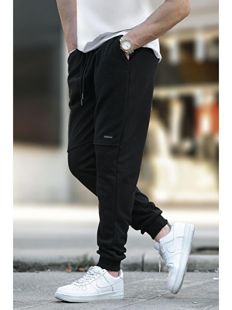 Madmext Siyah  Paçası Lastikli Polar Erkek Jogger Eşofman Altı 6555 - S000273544-19351