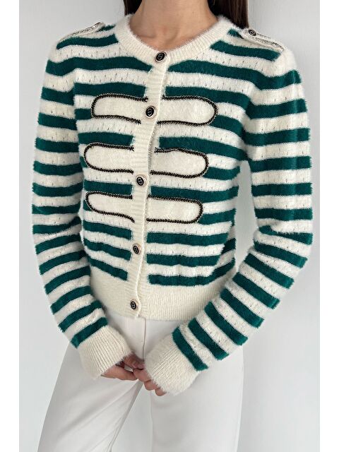 Gülseli Çizgili Yumoş Triko Hırka (s,m,l Uyumludur) - S000445273-18194