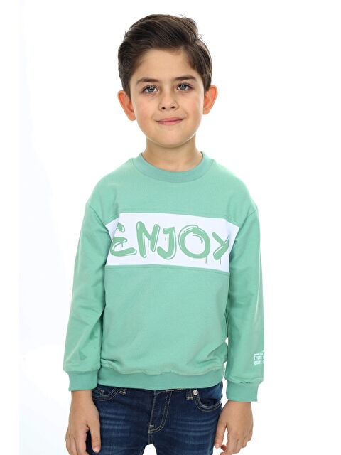 Toontoykids Erkek Çocuk Relax Fit Bisiklet Yaka Düşük Omuz Baskılı Sweatshirt