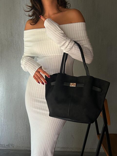 Bipanya Tarya Süet Kemer Detaylı Kadın Omuz Çantası BP-4830O - S000298300-19351