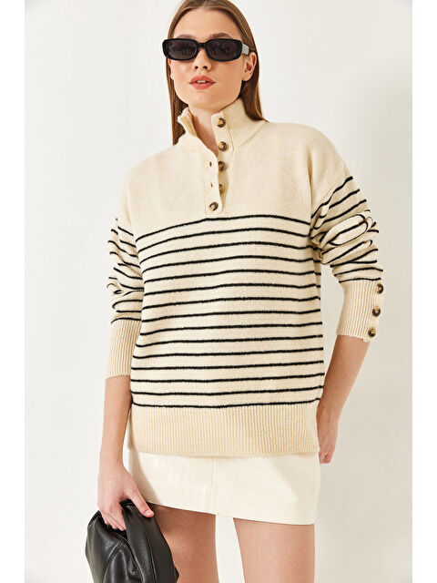 SHADE Kadın Kolu Düğmeli Patlı Triko Kazak - S000376811-5406