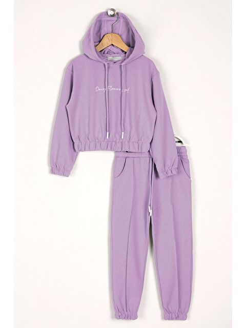 Zepkids Kapüşonlu Daısy Flowrs Leaf Baskılı Kız Çocuk İkili Takım - S000355692-17878