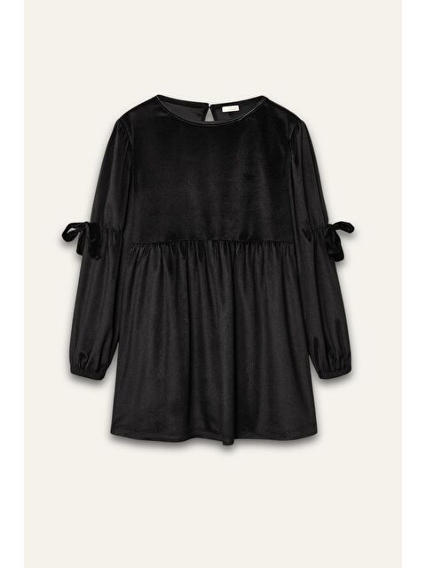 MİNİNİO Kız Çocuk Kadife Elbise - Siyah - S000480521-19351