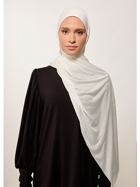 Rabia Z Tesettür Şal - Beyaz Jarsey - S000387652-20063