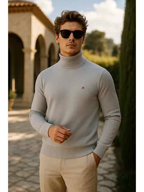 Comstar Erkek Kışlık Slim Fit Gri Kazak