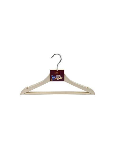 Decobella Ahşap Görünümlü 3'lü Plastik Askı - Krem - S000377032-19966