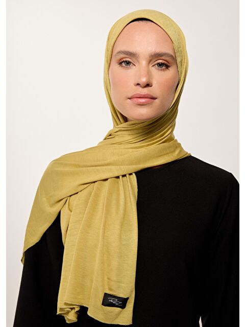 Rabia Z Tesettür Şal - Yağ Yeşili Penye - S000387655-1091