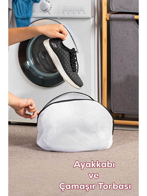 Porsima 3133 Çamaşır Yıkama Filesi Fermuarlı Bölmeli Ayakkabı Yıkama Filesi Deforme Önleyici Torba - S000414143-20063