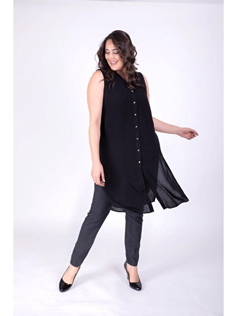 Mylinemoda Önden Düğmeli Kolsuz Uzun Tunik - S000239033-19351