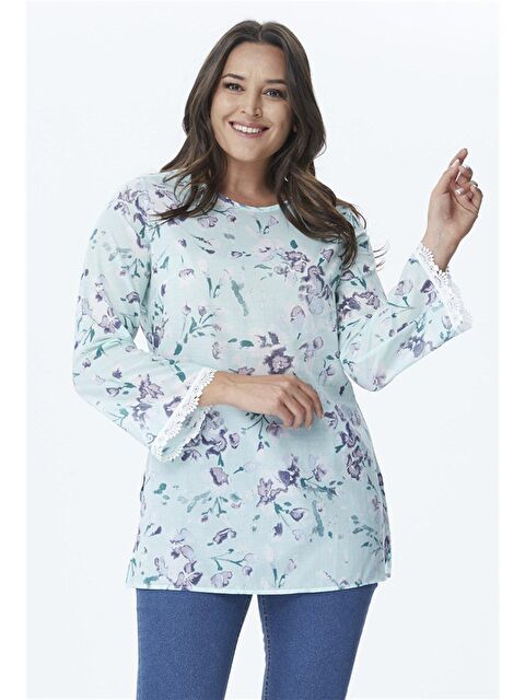 Mylinemoda Uzun Kollu İnce Dantel Şeritli Tunik - S000239034-20063