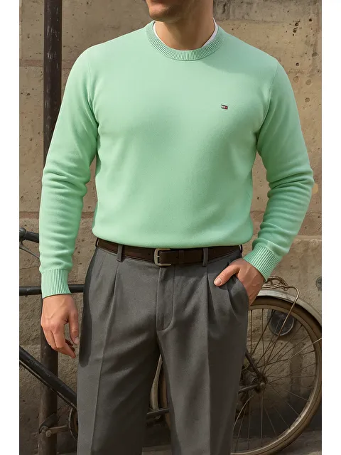 Comstar Erkek Bisiklet Yaka Slim Fit Mint Kazak