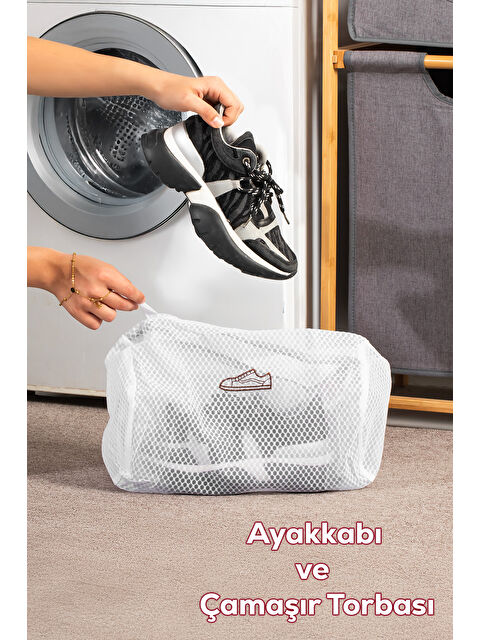 Porsima 3128 Çamaşır Yıkama Filesi Fermuarlı Bölmeli Ayakkabı Yıkama Filesi Deforme Önleyici Torba - S000414145-20063