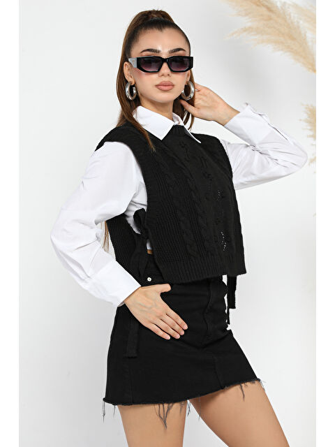 Gülseli Yan Bağlamalı Triko Süveter - S000290505-19351