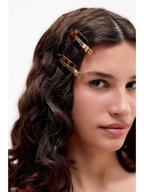 New Obsessions 2'li İz Yapmayan Klips Toka Seti Kaplumbağa Sırtı Desenli - S000529615-19413