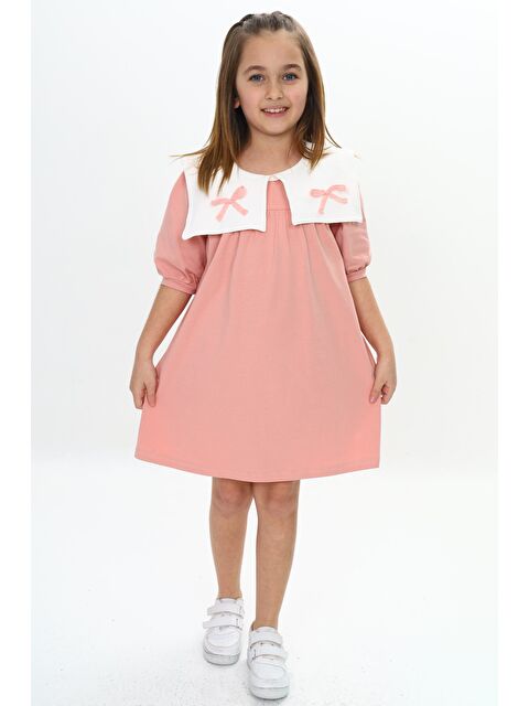 Toontoykids Kız Çocuk Yaka Detaylı Elbise