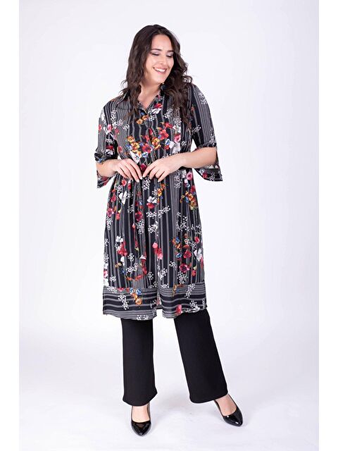 Mylinemoda Kemer Detaylı Desenli Uzun Tunik - S000239041-19351