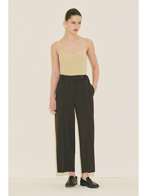 Manuka Barrel Kumaş Pantolon Acı Kahve