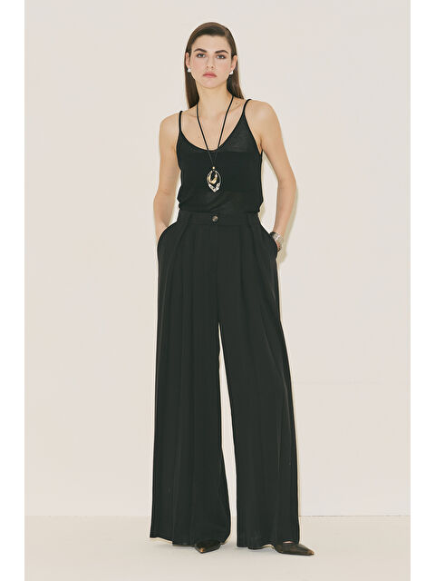 Manuka Tansy Pileli Pantolon Siyah - S000529544-19351