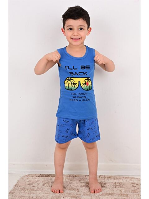 Vitmo Erkek Çocuk Askılı Pijama Takımı Will Be Back Lacivert - S000388404-21164
