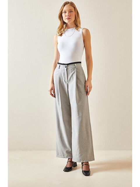 Xhan Gri Pile Detaylı Bol Paça Pantolon 5YXK5-48244-03 - S000159195-20600