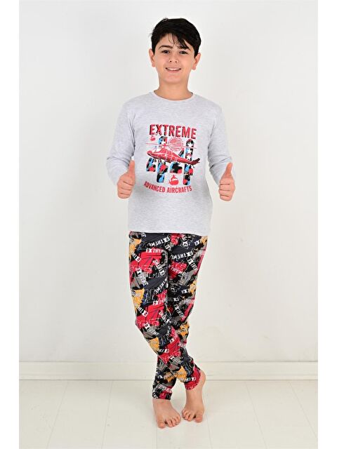 Vitmo Erkek Çocuk Pijama Takımı Uzun Kollu Air Craft  Pamuklu Kışlık - S000388418-20600